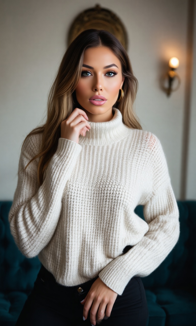 A gorgeous babe,  turtleneck_sweater on Tensor.Art