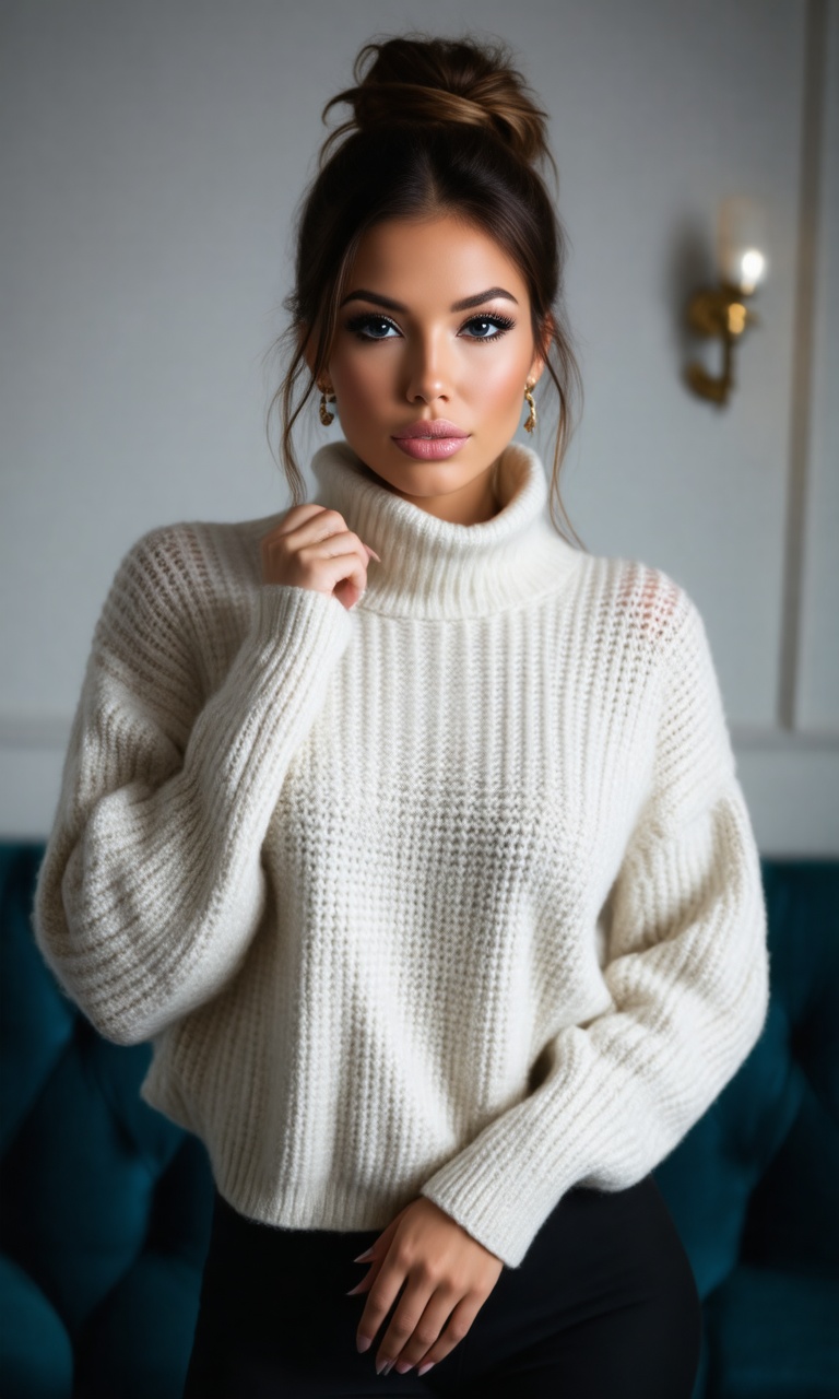 A gorgeous babe,  turtleneck_sweater on Tensor.Art