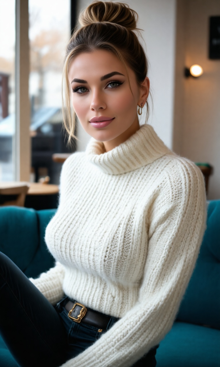 A gorgeous babe,  turtleneck_sweater on Tensor.Art