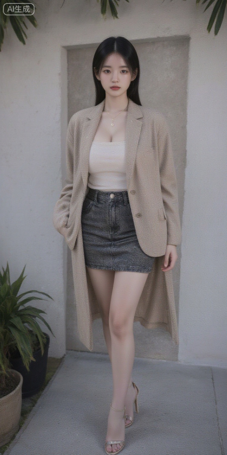 金发女性身着复古蕾丝装饰白衣与棕裙,  手持点心凝视镜头,  背景为色彩丰富的饼干礼盒与坚果点心陈列。暖色调画面以人物为中心 on Tensor.Art