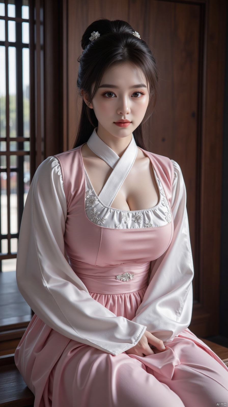 masterpiece,best quality,1girl,Chinese Hanfu,32k,movie level,film grain,real skin