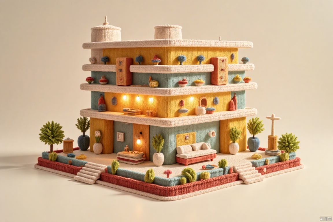  isometric building,modern furniture,cozy,home office,bedroom,lighting effectdetailed texture,no people,warm tone,,