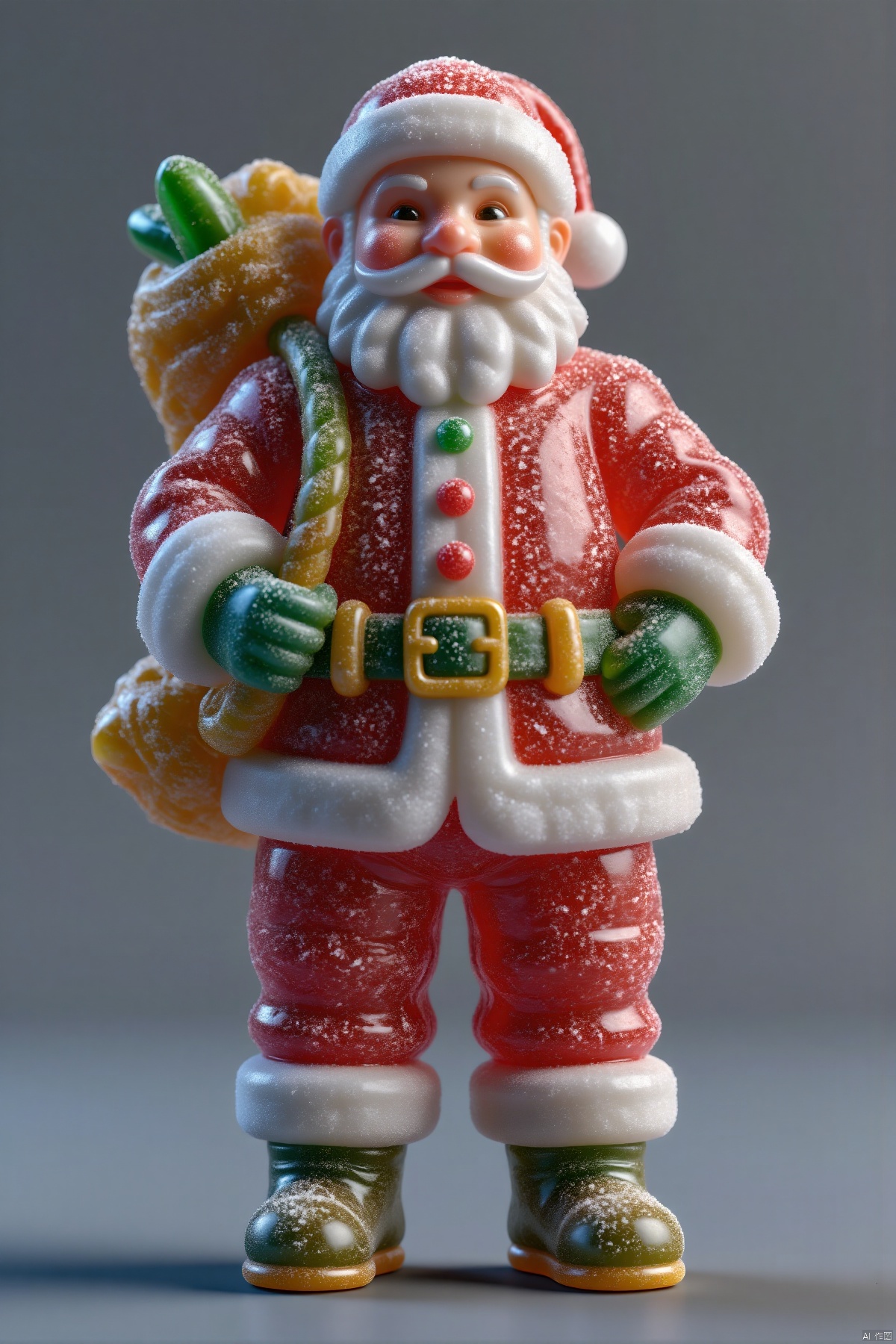 duocaitangsu,(Santa Claus,holding a burden,gray background,full body,standalone display,geometric patterns,front view,3D art,C4D,3D rendering,light and shadow,depth of field,best quality,8K,super details,ultra-detailed,sharp focus,physically-based rendering,extreme detail description,professional,vivid colors,bokeh,detailed textures,realistic,photo-realistic:1.37),