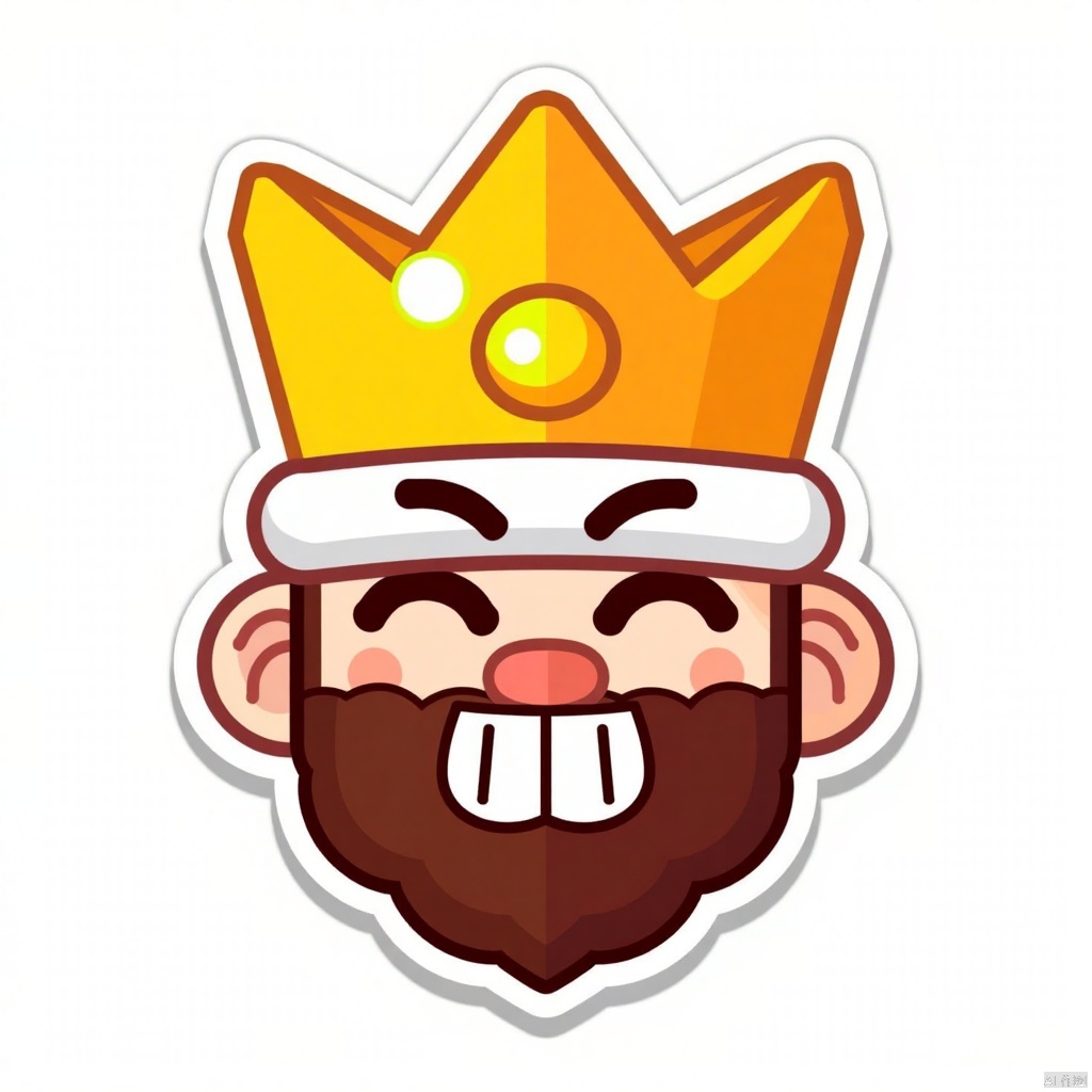 Solo, smile, simple background, white background King with crown, eyes closed,