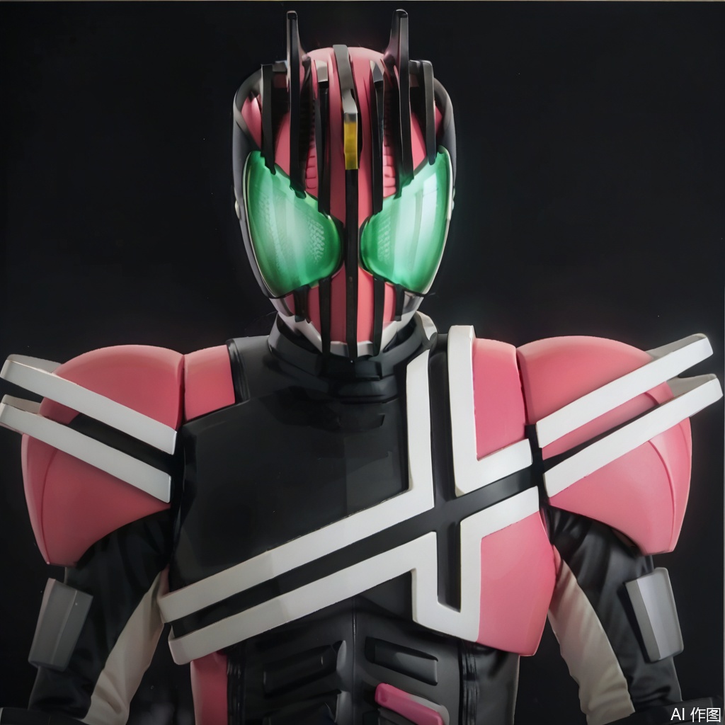 masterpiece, best quality,solo,((white background:1.2)),simple background,
looking at viewer,dcd,decade,kamen rider,bodysuit,legwear,gloves,boots,cover,mask,armor,bodysuit,pink pattern on body,helmet,tokusatsu,no humans,science fiction,hard mask,no smile,no eyes,no nose,full armor,gauntlets,shoulder armor,breastplate,robot,mecha