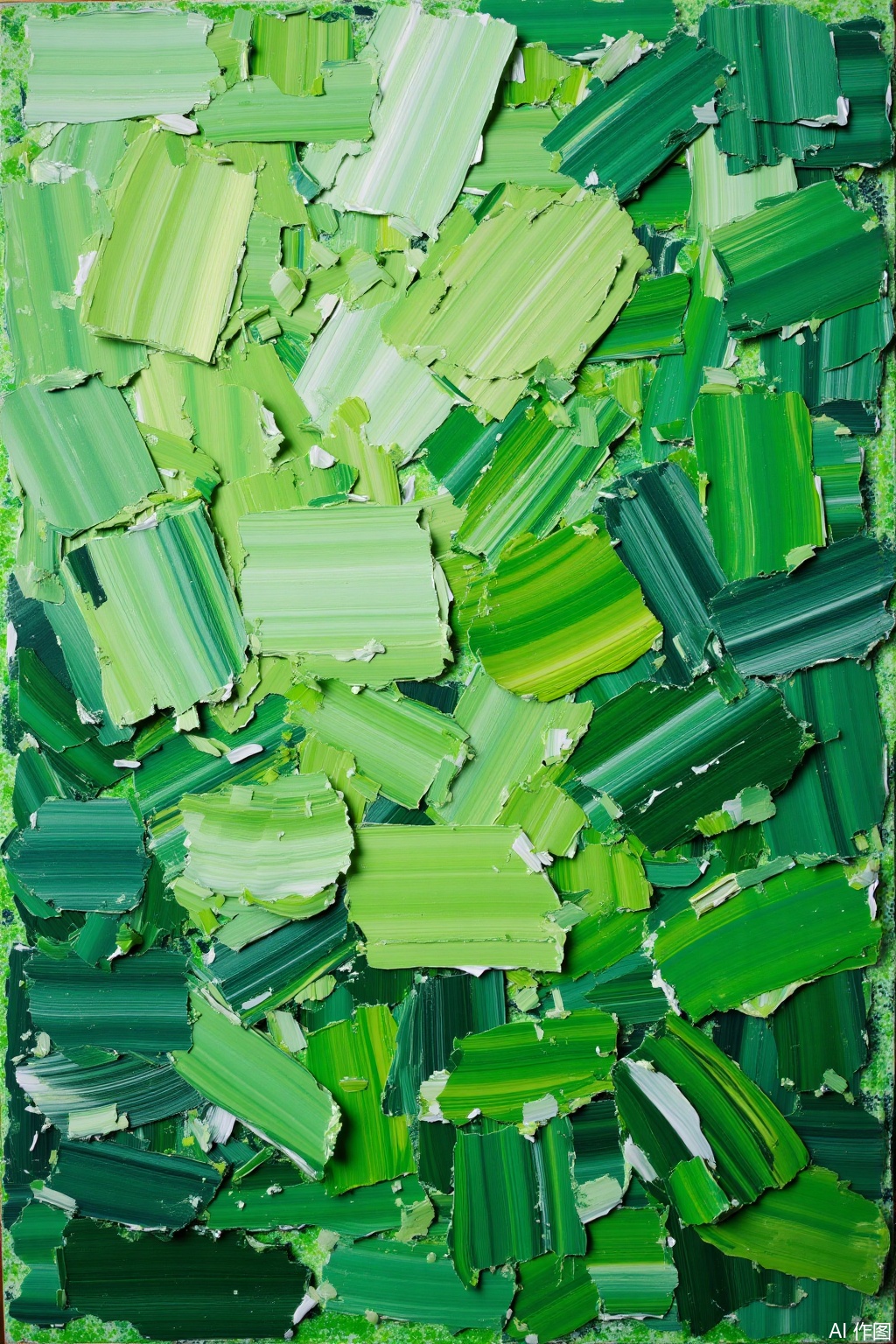 Ultra photoreal, Insane Details, 32K, Realistic,
 4K, masterpiece, bump texture,green theme Scraper Oil Painting