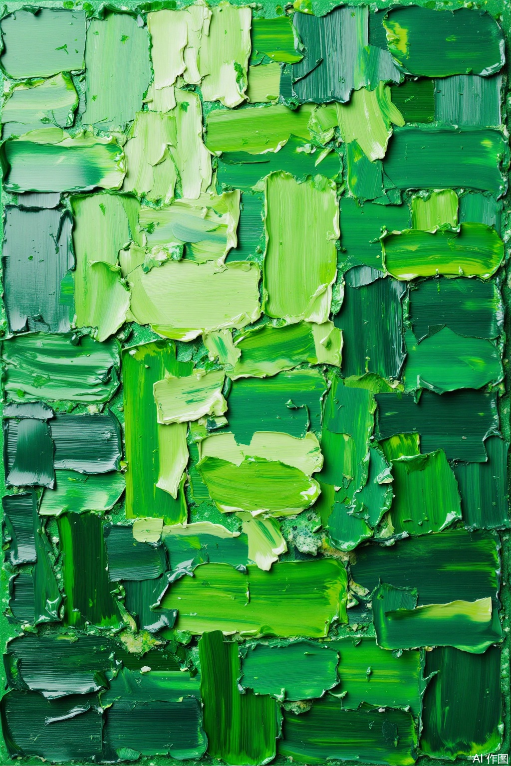 Ultra photoreal, Insane Details, 32K, Realistic,
 4K, masterpiece, bump texture,green theme Scraper Oil Painting