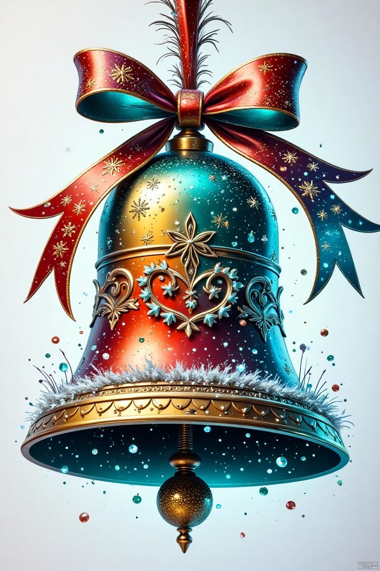 ChildGraffitiPainting,(best quality,4k,8k,highres,masterpiece:1.2),ultra-detailed,(realistic,photorealistic,photo-realistic:1.37),32k,Christmas bell,Christmas atmosphere,vibrant colors,rainbow colors,candy colors,white background,close-up,extremely detailed,high resolution,shiny surface,reflective,ornate design,sparkling,glittering,decorative elements,delicate craftsmanship,festive,joyful,celebratory,cheerful,playful,whimsical,traditional,modern,artistic,beautifully crafted,elaborate detailing,rich textures,highlights and shadows,soft lighting,HD,studio lighting,sharp focus,physically-based rendering,extreme detail description,professional,vivid colors,bokeh,