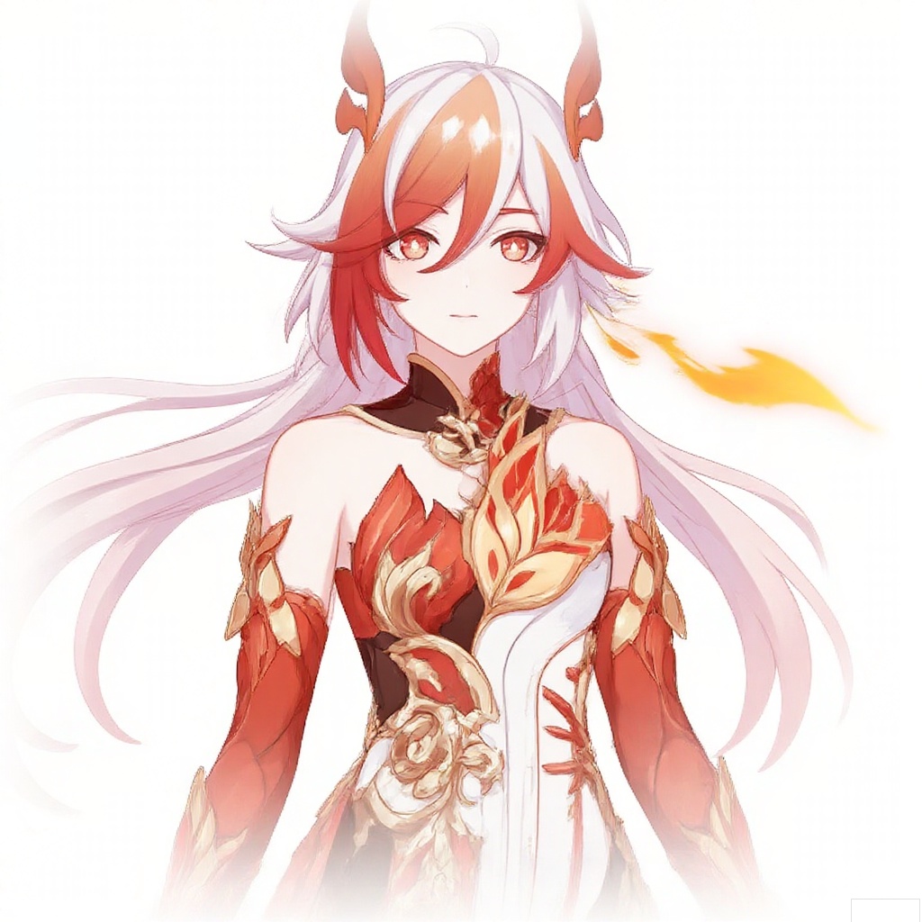 masterpiece, best quality,solo,(white background:1.2),simple background,
looking at viewer,fu hua bengluo,fu hua,messy hair,jewelry,twintails,eyelashes,facial mark,head wings,two-tone hair,twintails,tattoo,ribbon,bangs,white hair,orange eyes,streaked hair,orange hair,fiery hair,hair between eyes,multicolored hair,hair ornament,hair ribbon,pattern on hair,yellow pupils,diamond shaped pupils