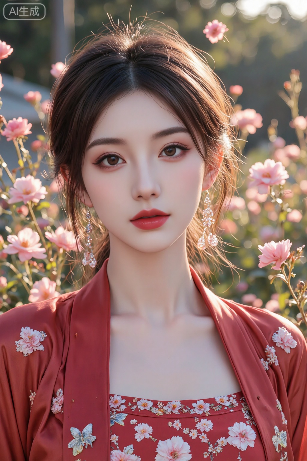 pencilpunk,((caustics:1.3)),(colorful:1.15),(gorgeous light and shadow:1.1),light and shadow,close up,A Chinese beauty dressed in a manzhu sawa flower hanfu,pitiful,stylish and artistic,Fever-Dream,Dark Atmosphere,Zen Atmosphere,16K,hyper quality,((ink)),(water color),bloom effect,detailed beautiful grassland with petal,flower,butterfly,necklace,smile,petal,(((surrounded by heavy floating petal flow))),((moon)),starry sky,(lighting particle),fog,snow,(bloom),