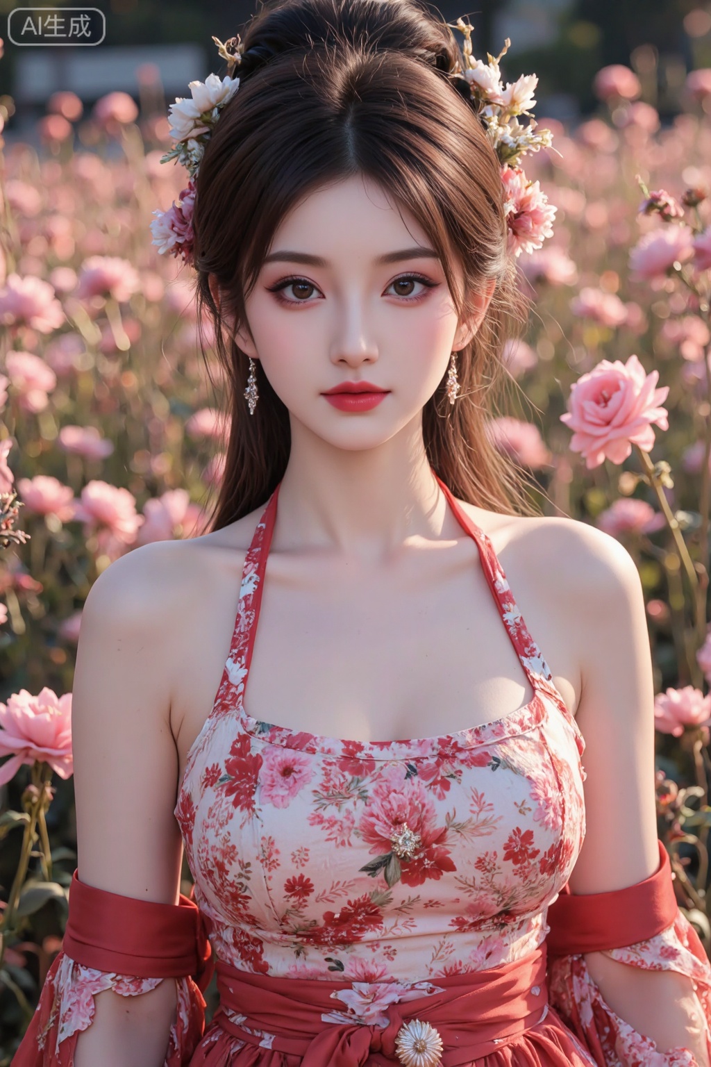 pencilpunk,((caustics:1.3)),(colorful:1.15),(gorgeous light and shadow:1.1),light and shadow,close up,A Chinese beauty dressed in a manzhu sawa flower hanfu,pitiful,stylish and artistic,Fever-Dream,Dark Atmosphere,Zen Atmosphere,16K,hyper quality,((ink)),(water color),bloom effect,detailed beautiful grassland with petal,flower,butterfly,necklace,smile,petal,(((surrounded by heavy floating petal flow))),((moon)),starry sky,(lighting particle),fog,snow,(bloom),