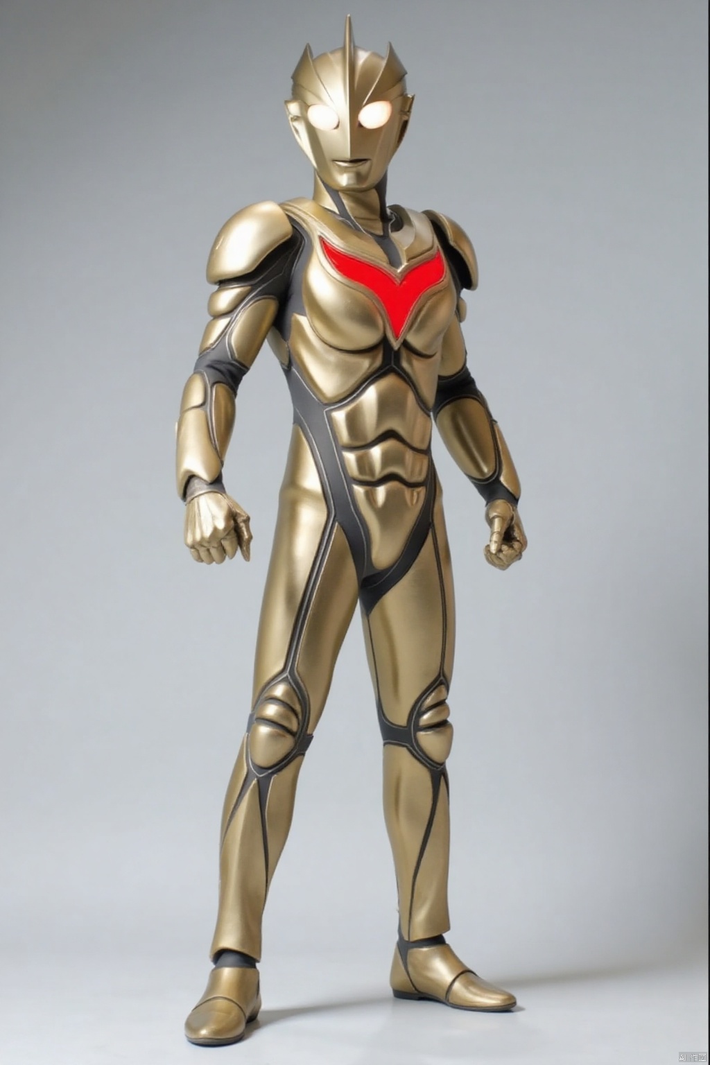 (grey background:1.2),looking at viewer,(SOLO:1.4),outline,simple background,full body,looking at viewer,(((arms at side))),ultraman noa,ultraman,golden bodysuit,golden gloves,legwear,gloves,boots,cover,mask,plugsuit,armor,bodysuit,black pattern on body,red pattern on body,golden tight-fitting,golden footwear,helmet,leather suit,latex,tokusatsu,no humans,science fiction,golden head,hard mask,no smile,no eyes,no nose,solo,golden rubber bodysuit with grey line and black line,golden wings