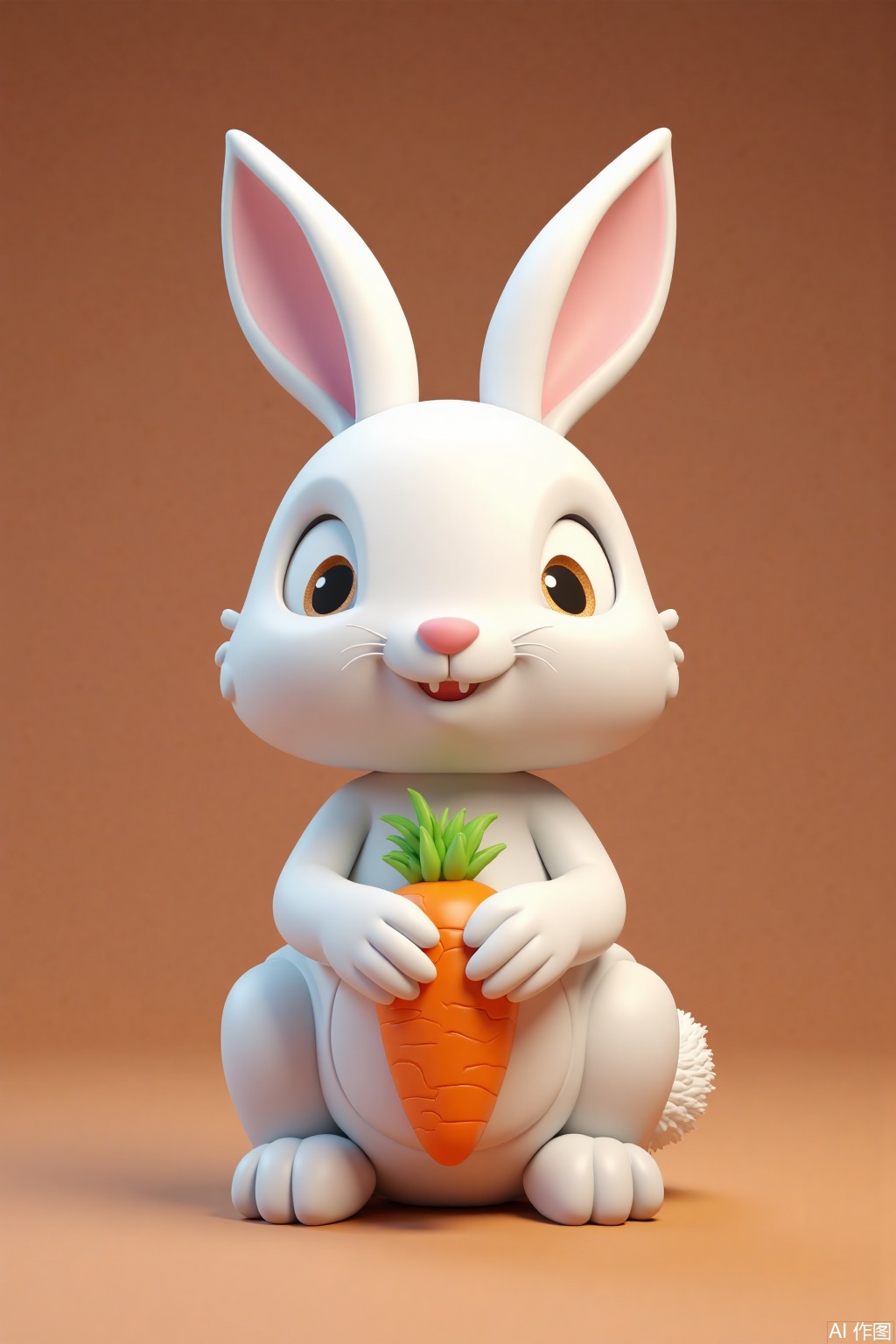 Ultra photoreal, Insane Details, 32K, Realistic,
 a little rabbit holding a carrot,3D clay