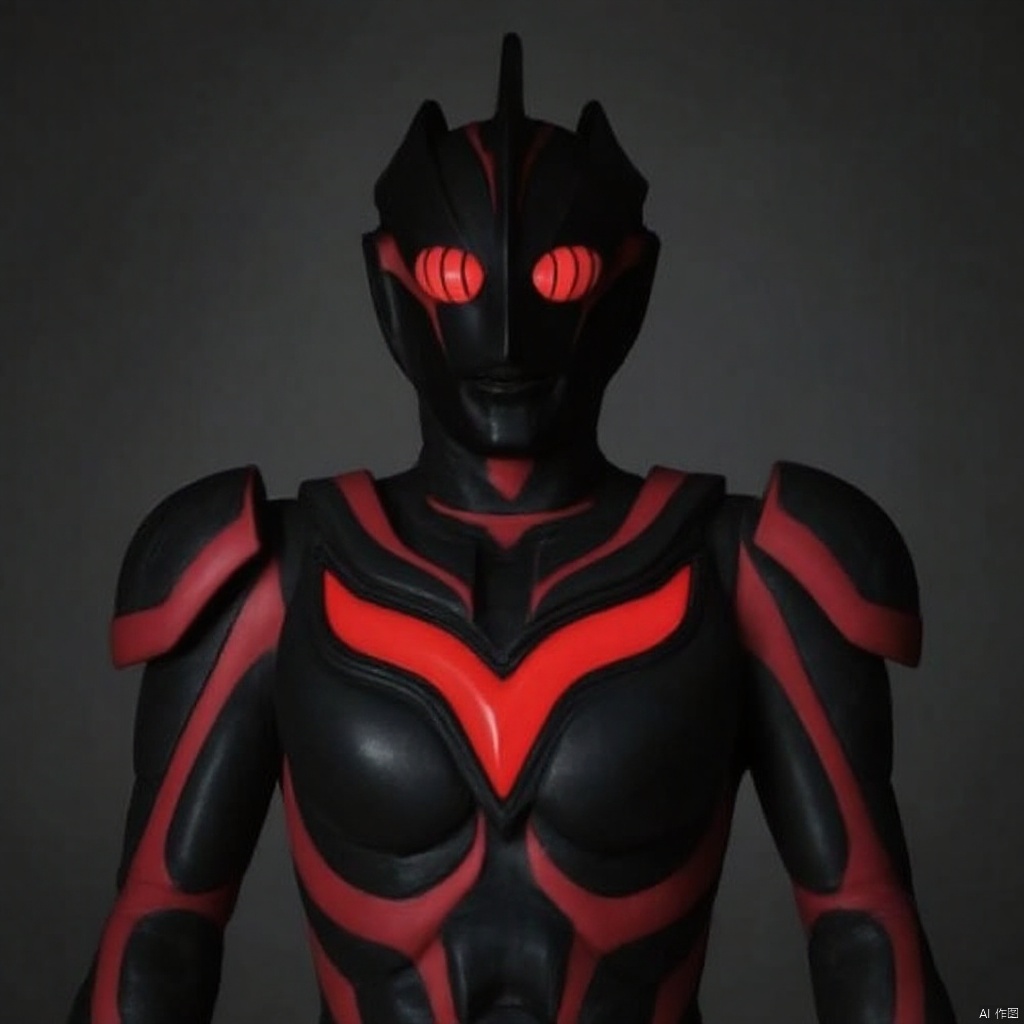 dark_zagi,ultraman,alien,black bodysuit,black gloves,legwear,gloves,boots,cover,mask,plugsuit,armor,bodysuit,black tight-fitting,black footwear,helmet,leather suit,latex,tokusatsu,no humans,science fiction,hard mask,no smile,no eyes,no nose,solo,black rubber bodysuit with red line,black head,red eyes,red pattern on body,
