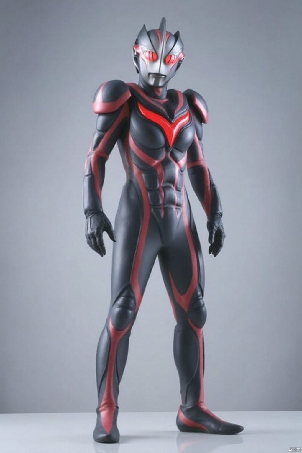 (grey background:1.2),(SOLO:1.4),outline,simple background,(((,standing,looking at viewer,arms at side))),,ultraman,silver bodysuit,silver gloves,legwear,gloves,boots,cover,mask,plugsuit,armor,bodysuit,black pattern on body,grey pattern on body,silver tight-fitting,silver footwear,helmet,leather suit,latex,tokusatsu,no humans,science fiction,silver head,hard mask,no smile,no eyes,no nose,solo,silver rubber bodysuit with grey line and black line,silver wings, rubber bodysuit with red line,ed pattern on body