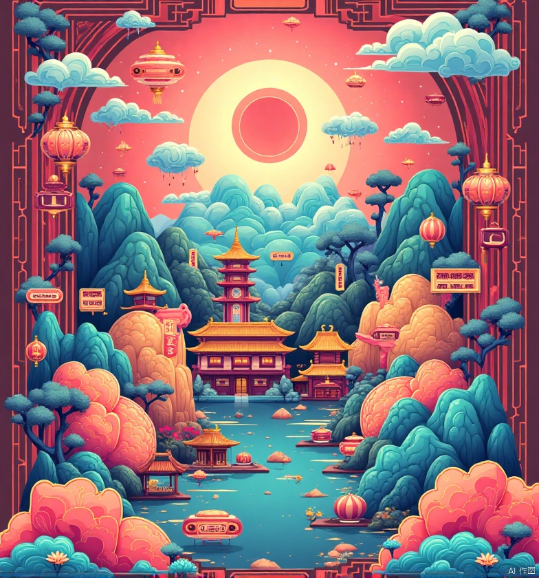杰作、最佳品质、官方艺术、模型表、概念艺术、现实主义,胶片风格,一个巨大的长毛哈斯奇狗,旁边一个穿着连衣裙的长发美女,美女靠着哈斯奇狗,背景是五颜六色的花朵组成的场景