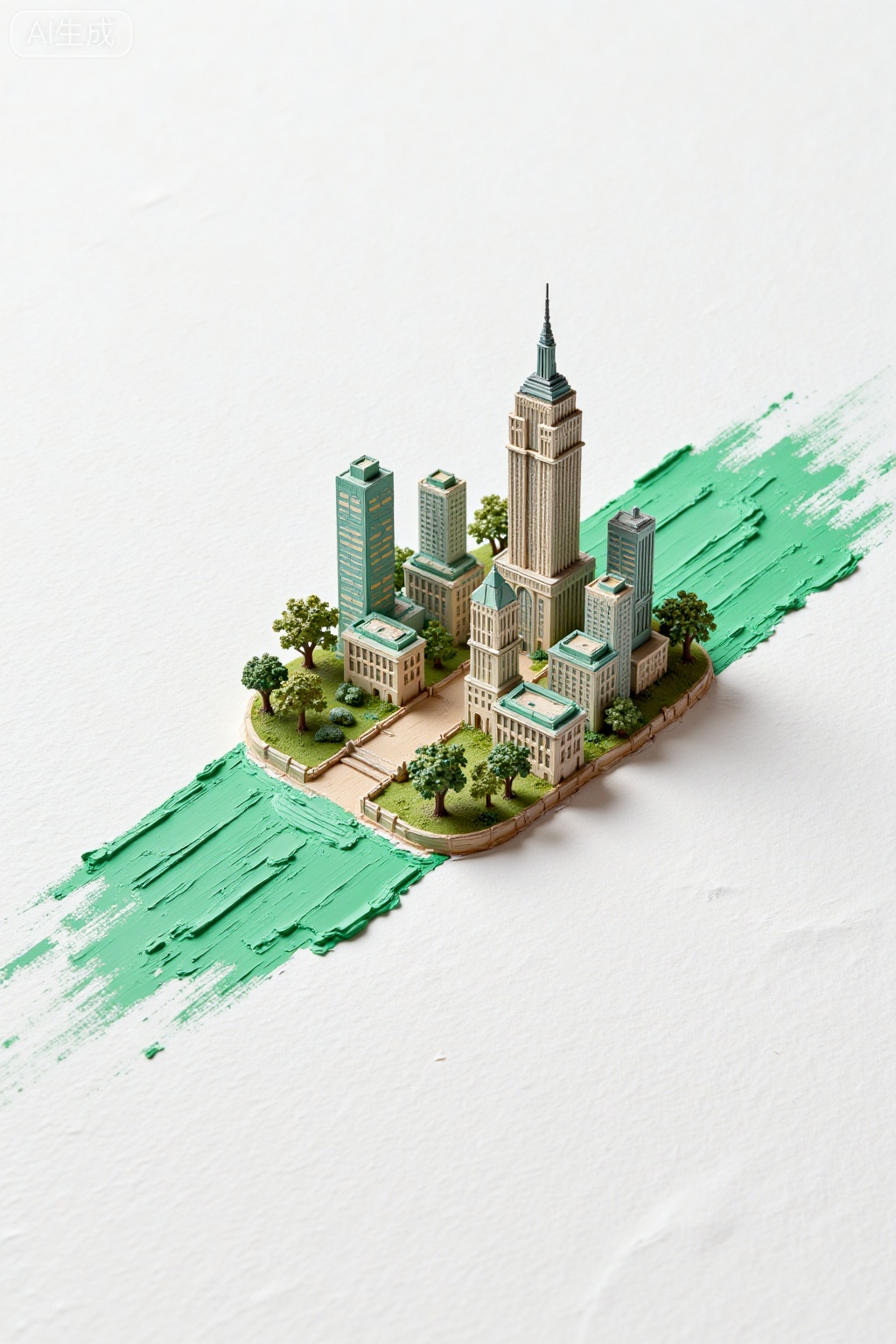 油画风格,3D,微景观,厚涂,厚薄不同塑造立体感,居中斜构图的一抹橙色,橙色上（沙漠里连绵起伏的沙丘,粗犷质感风格,中景平视,夕阳染红的广袤沙海,一半炽热一半孤寂,沙漠风光摄影,8K分辨率,炭笔素描艺术,沉浸式艺术品沙丘上的脚印）,极简俯视图,大面积留白,白色纹理纸质背景。