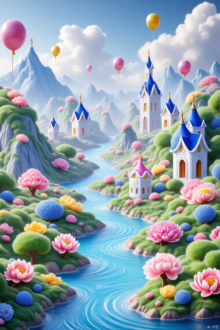  Pokémon style (extremely detailed CG unity 8k wallpaper),(((masterpiece))),(((best quality))),((ultra-detailed)),(best illustration),(best shadow),((an extremely delicate and beautiful)),dynamic angle,floating,The detailed castle,(((the best building))),mist encircles the mountains,fairyland,dynamic angle,classic,(detailed light),feather,nature,(sunlight),river,forest,flowers,beautiful and delicate water,(painting),(sketch),(bloom),(shine), . Vibrant, cute, anime, fantasy, reminiscent of Pokémon series,furry-scenery,shuijing,瓷器,porcelain