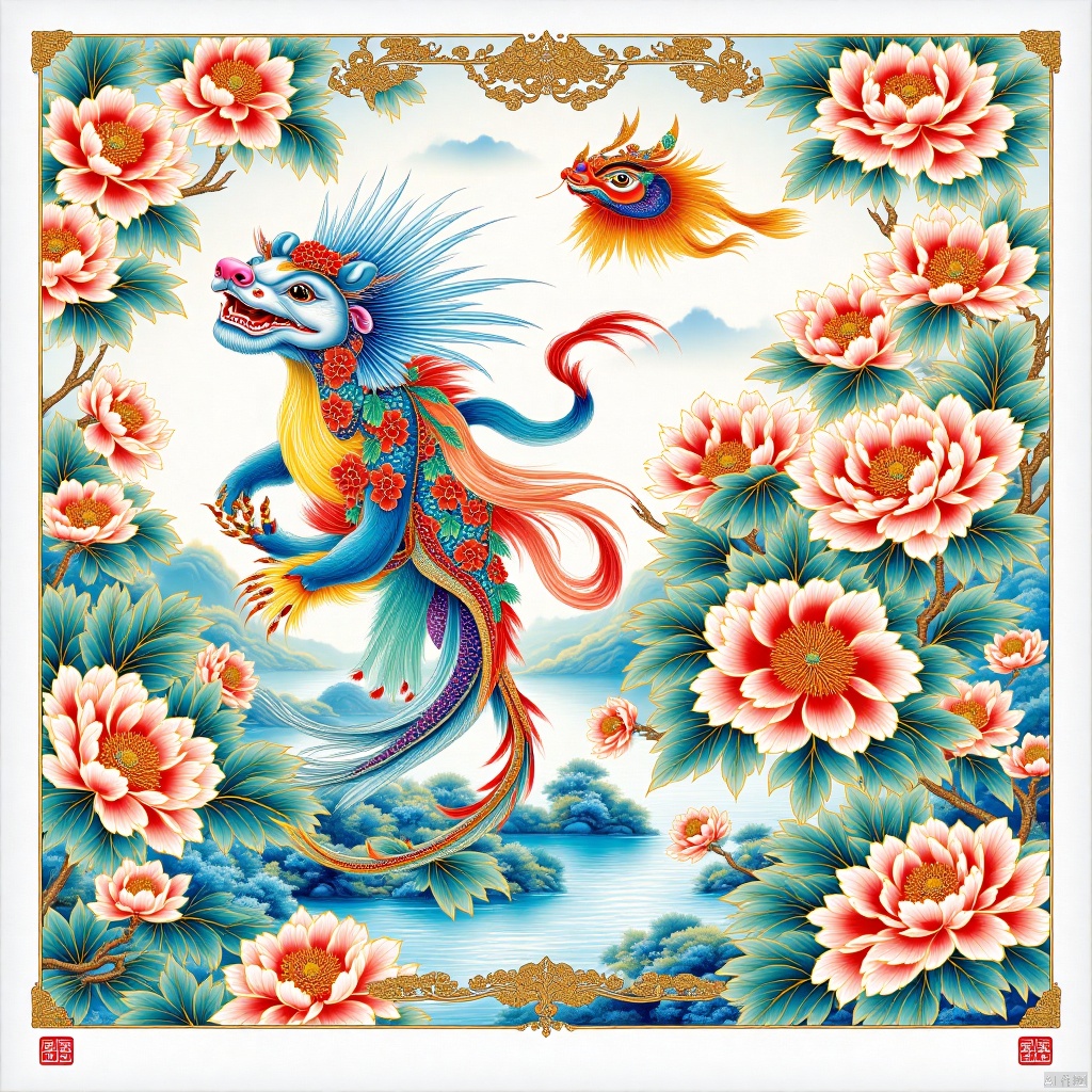 ,porcelain,Elements of the Spring Festival,New Year elements,New Year paintings,Underwater Scenery,New Year paintings,Fantastic beasts,年画