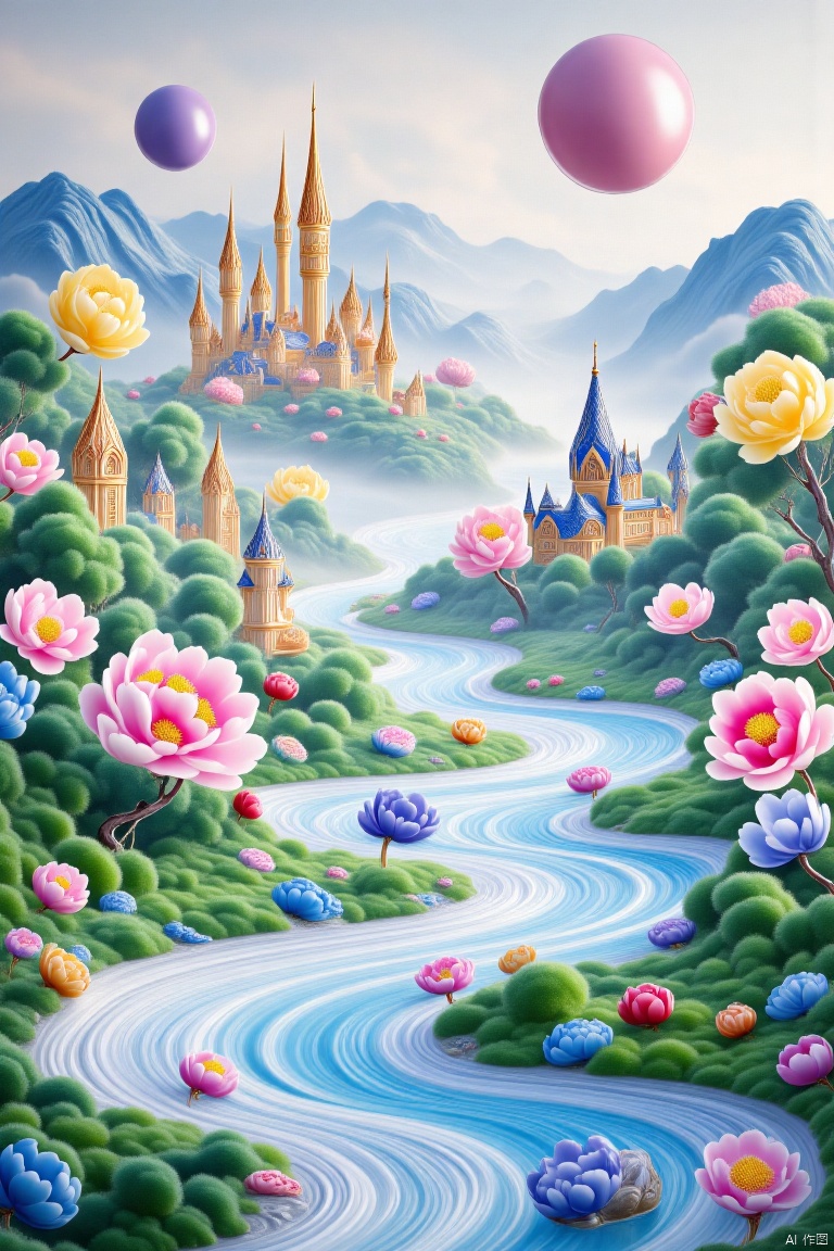  Pokémon style (extremely detailed CG unity 8k wallpaper),(((masterpiece))),(((best quality))),((ultra-detailed)),(best illustration),(best shadow),((an extremely delicate and beautiful)),dynamic angle,floating,The detailed castle,(((the best building))),mist encircles the mountains,fairyland,dynamic angle,classic,(detailed light),feather,nature,(sunlight),river,forest,flowers,beautiful and delicate water,(painting),(sketch),(bloom),(shine), . Vibrant, cute, anime, fantasy, reminiscent of Pokémon series,furry-scenery,shuijing,瓷器,porcelain