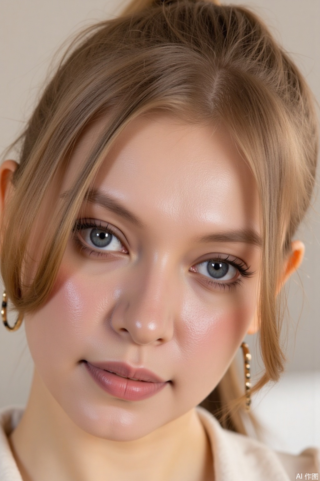 18 year old girl,women,1 beauty, portrait, earrings, messy hair, ultra-clear facial details, skin pores can be seen, white skin,masterpiece, Insane Details,32K,Realistic,masterpiece,best quality, Ultra photoreal,skin02,Ultra-clear skin texture, skin pores,Skin details