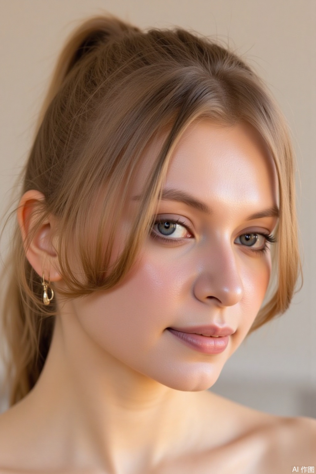 18 year old girl,women,1 beauty, portrait, earrings, messy hair, ultra-clear facial details, skin pores can be seen, white skin,masterpiece, Insane Details,32K,Realistic,masterpiece,best quality, Ultra photoreal,skin02,Ultra-clear skin texture, skin pores,Skin details