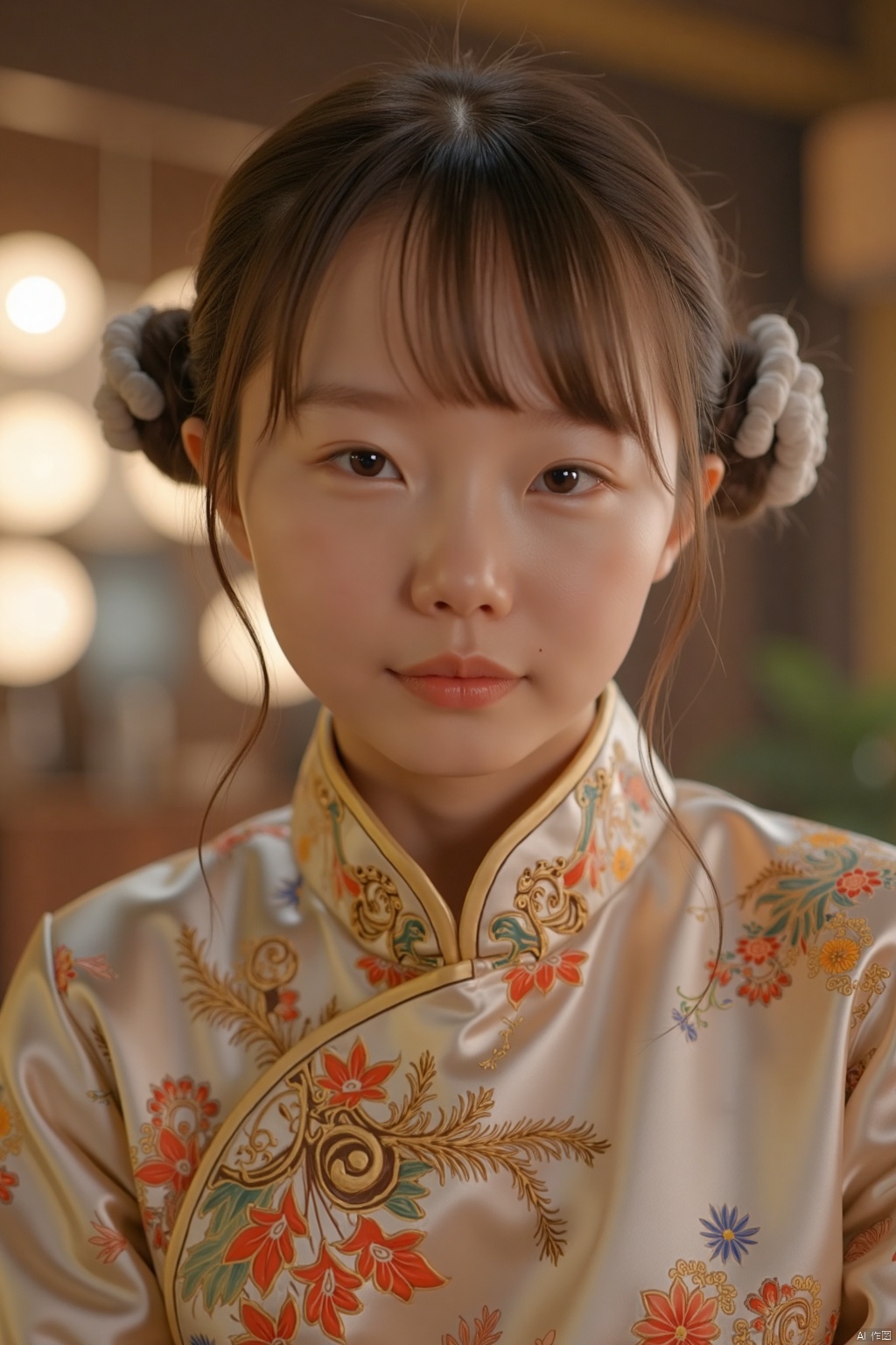 (1girl:1.3), (best quality, masterpiece, ultra high resolution),(photorealistic:1.3), (realistic:1.3), depth of field,(full body:1.4), (day:1.2), (cinematic lighting:1.2), qipao, headshot