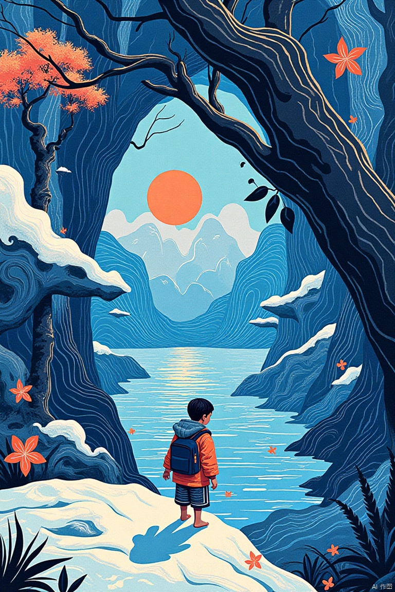 Isometric view,Tom Killion Woodcut prints,illustration,etching,letterpress,linoleum,Ray Morimura,Monet,Woodcut,
Jungle Book by Tom Duxbury ((with thick lines)). Loose lines, infinity hieroglyph waves,icy landscape,by Li ,calligraphic poetry,
3d close-up,album,in a dream world,windings,illustrations,finely detailed feature,crisp smooth lines,hyperdetailed content,silk flowing in wind, colors.sharp focus,)Color woodcut refers to several blocks of wood overprint two or more colors of the print be, because of the different production tools, divided watermark to mimeograph, materials and printing, power printing and so on. The colors are blue XADIMART,line-art