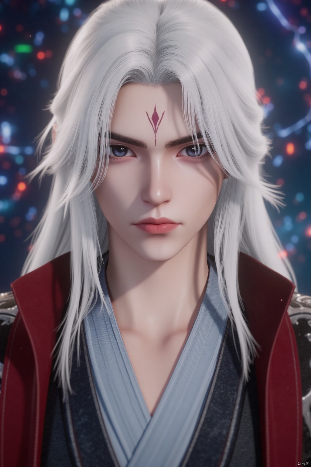 1boy,,white hair,forehead mark,wl