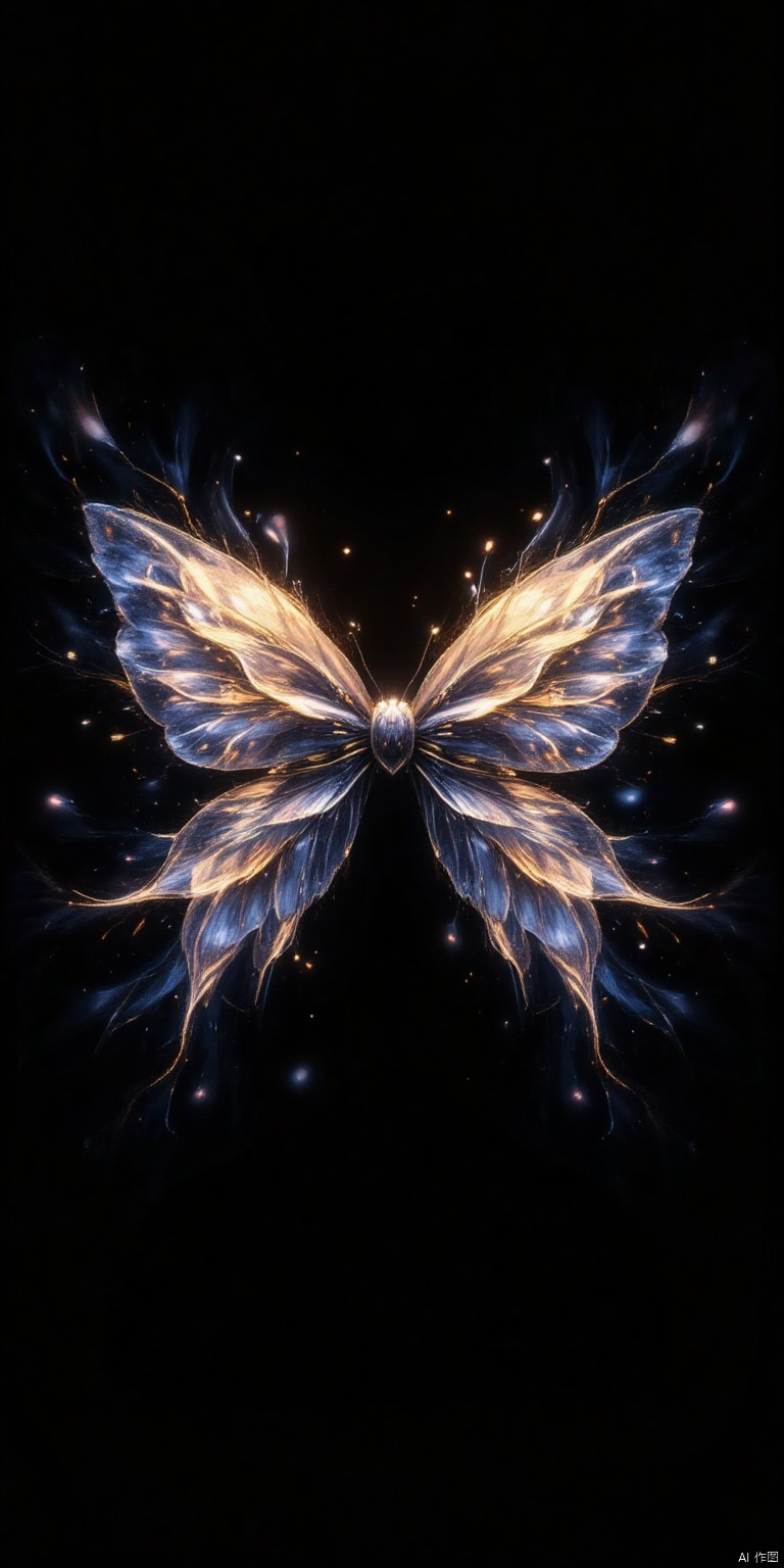 Pointillism, translucent bow on a dark background minimalism, gradient transition of the color spectrum, subsurface scattering, punctuality, manual style