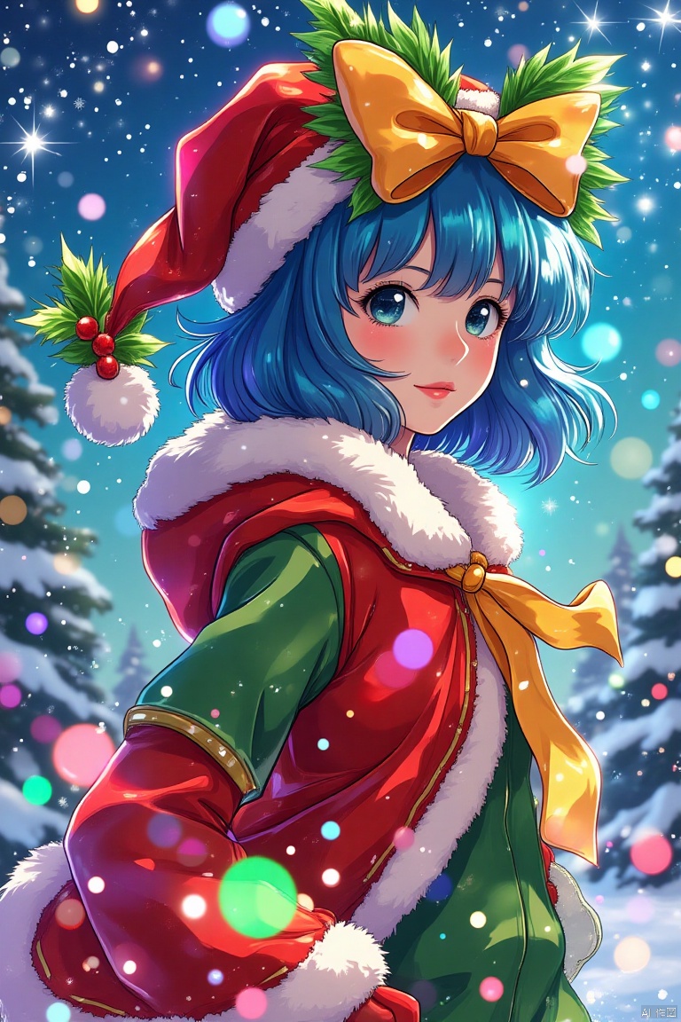 toumingqicai,1girl,christmas,masterpiece,best quality,solo,simple_background