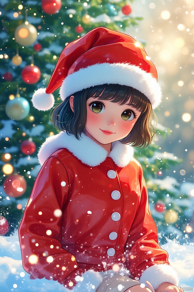 toumingqicai,1girl,christmas,masterpiece,best quality,solo,simple_background