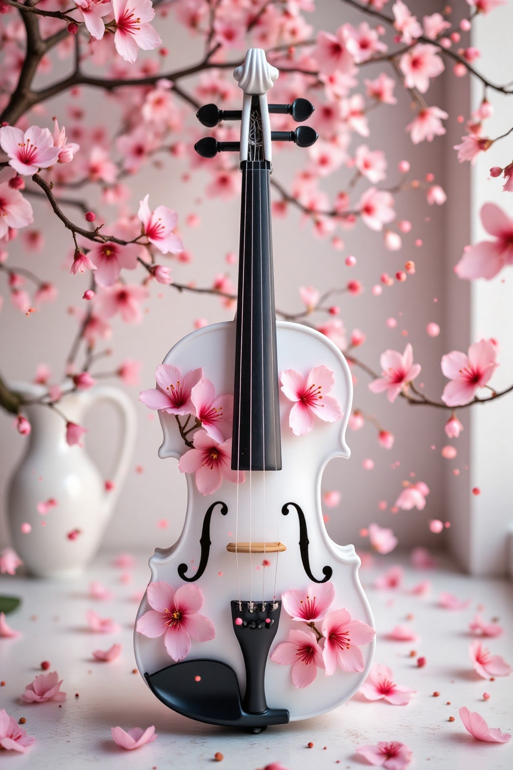 Top quality. Inspiration: Violin,  spring,  cherry blossoms on Tensor.Art