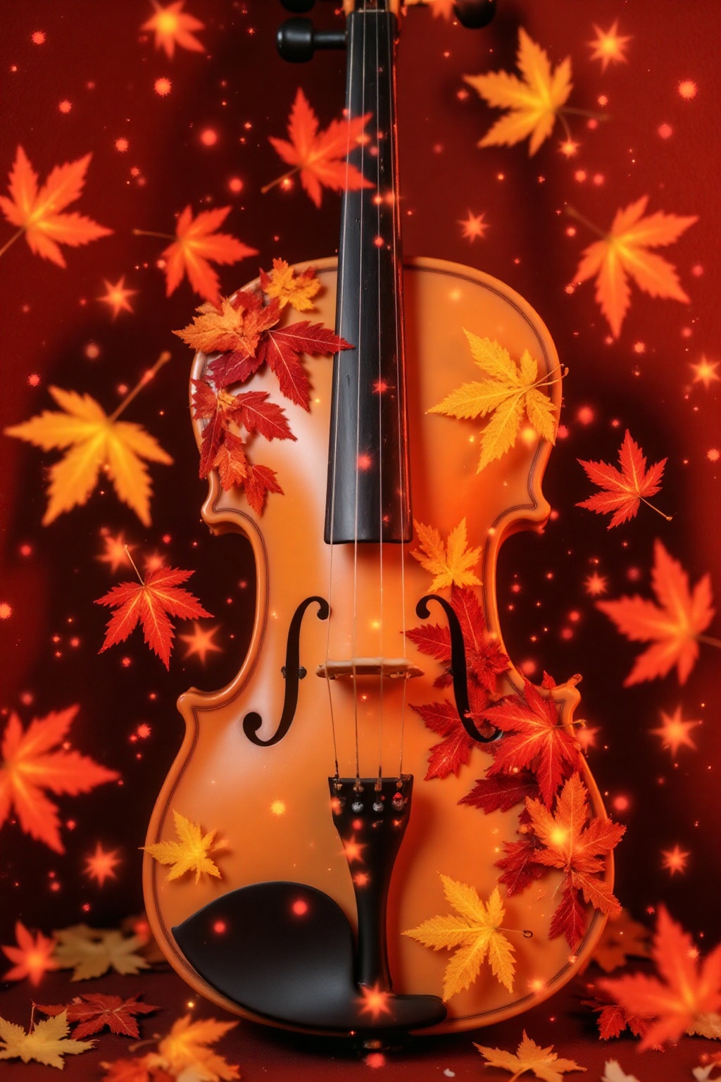 Top quality. Inspiration: Violin,  autumn,  maple leaves on Tensor.Art