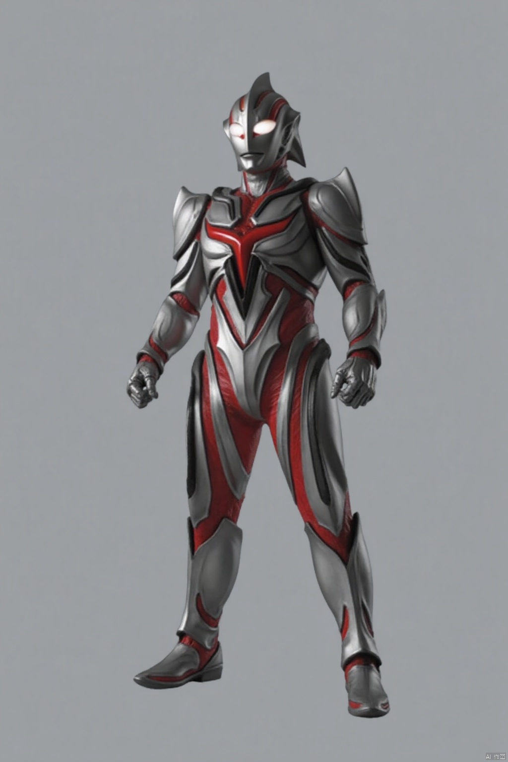 (grey background:1.2),(SOLO:1.4),outline,simple background,(((,standing,looking at viewer,arms at side))),ultraman,bodysuit,gloves,legwear,boots,cover,mask,plugsuit,armor,bodysuit,pattern on body,tight-fitting,helmet,leather suit,latex,tokusatsu,no humans,science fiction,hard mask,no smile,no eyes,no nose,solo,rubber bodysuit with line,alien