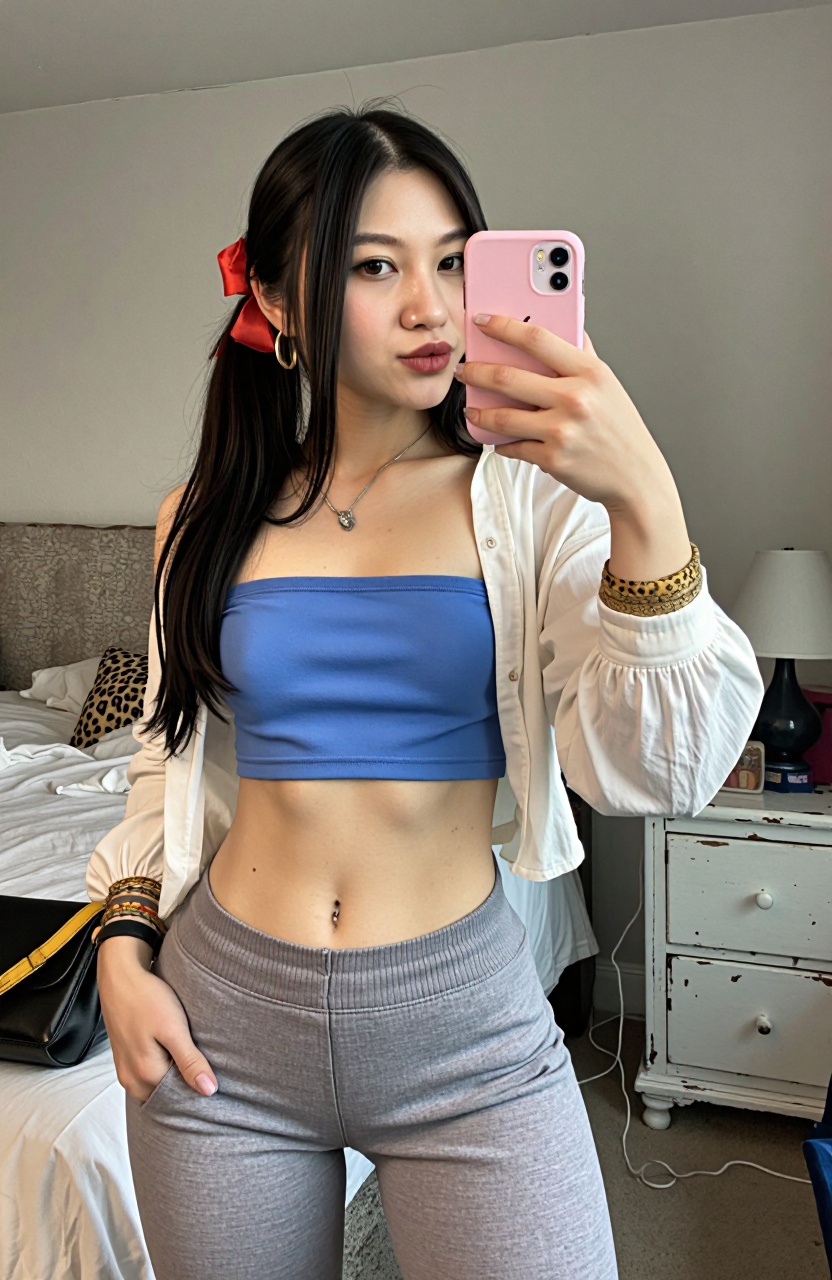 { "subject" : { "description" : "A young woman taking a mirror selfie",  "written_name" : "Tjia",  "demographics" : "20 ye...