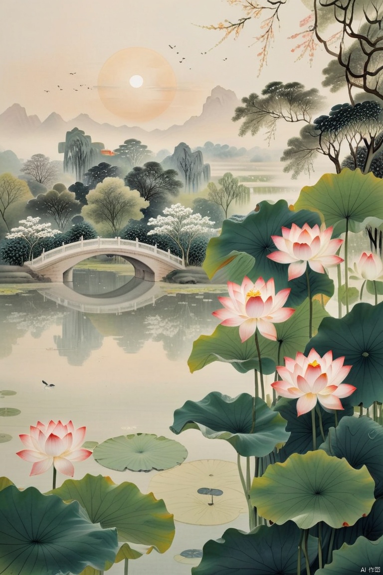 Summer, high quality, excellent works, illustrations, during the mild heat season, the temperature rises and the weather becomes unbearable hot. People are searching for a place to escape the heat and enjoy the cool summer time. At the same time, it is also the season when lotus flowers are in full bloom. The lotus flowers in the lotus pond stand tall and elegant, with a fragrant aroma overflowing. Concise background, solar terms, added details, enhanced clarity