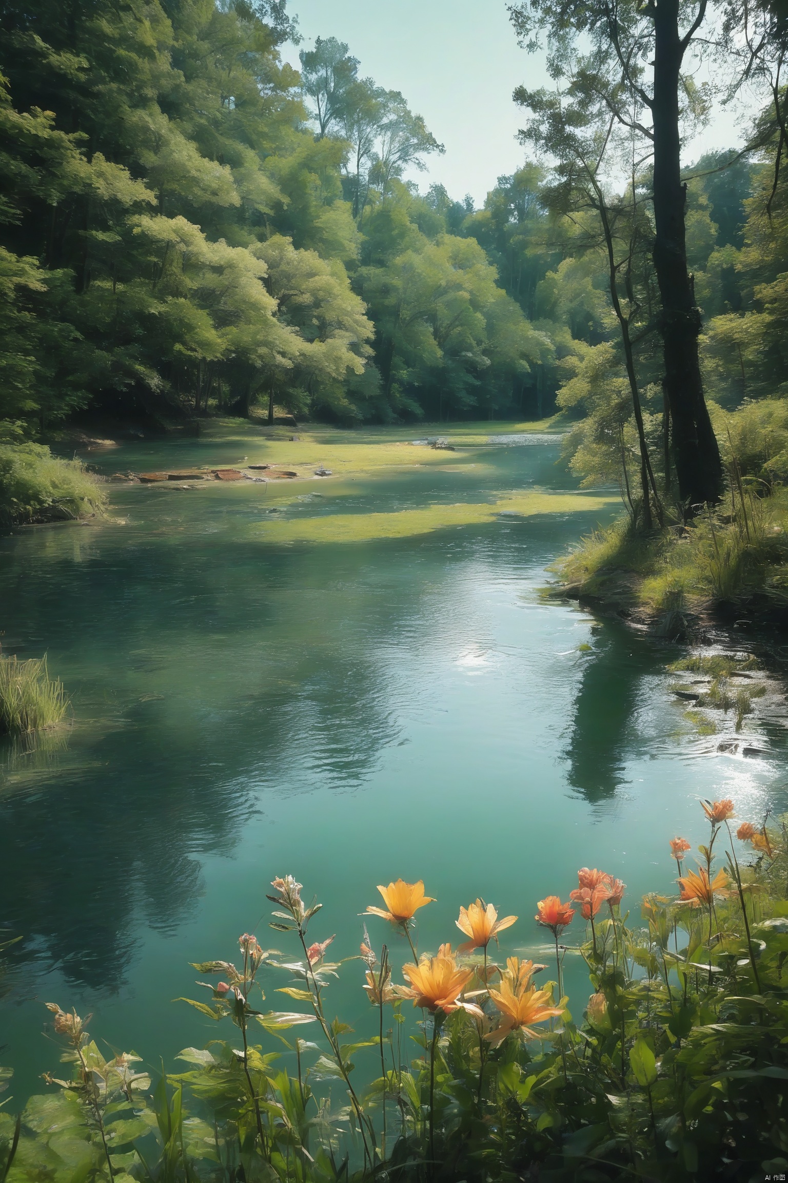 flower, outdoors, sky, day, water, tree, no humans, grass, plant, nature, scenery, forest, bush