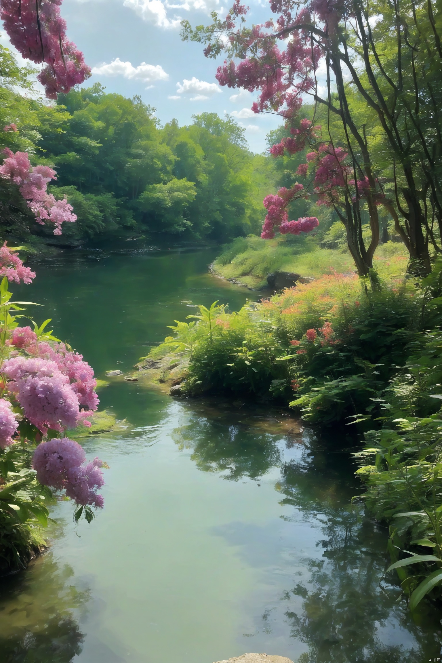 flower, outdoors, sky, day, water, tree, no humans, grass, plant, nature, scenery, forest, bush