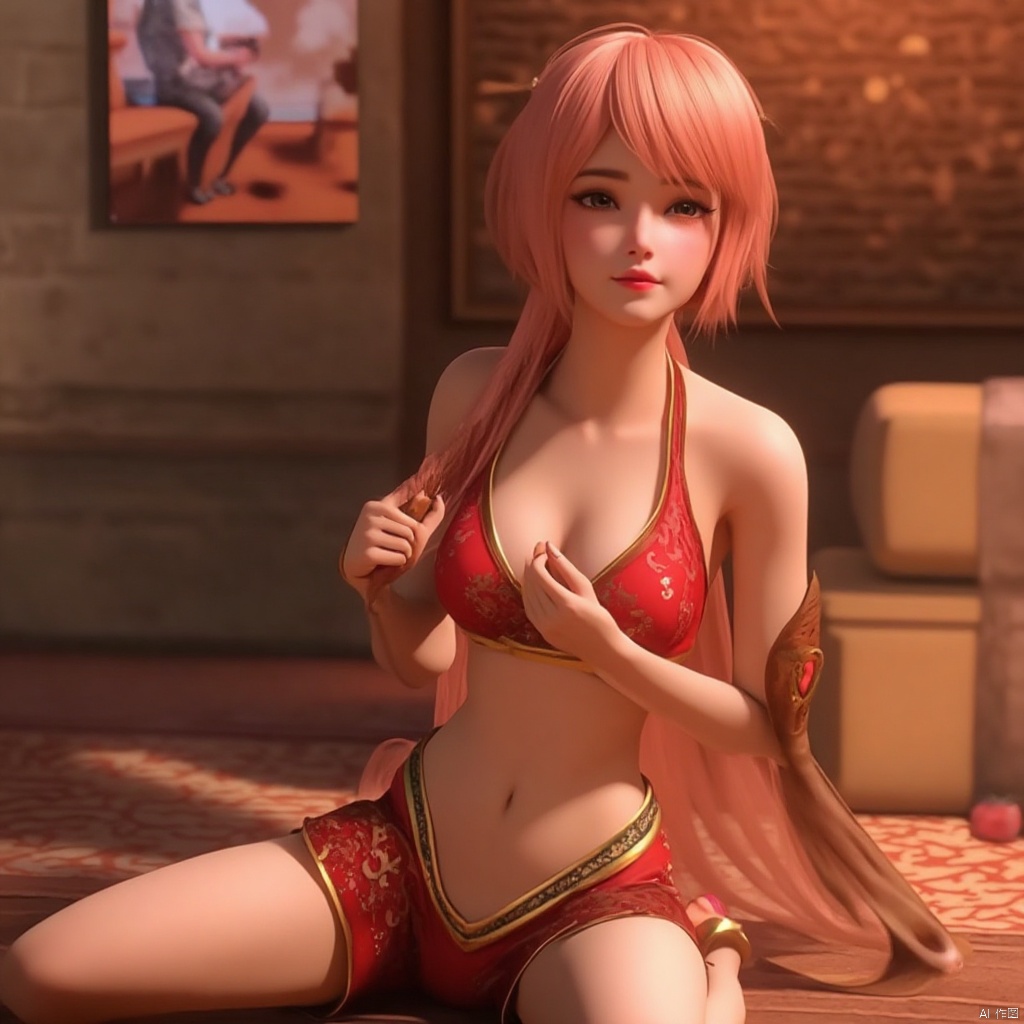 , (,1girl, ,best quality, ),,  ,ultra realistic 8k cg,, ,masterpiece, (( , )),, ,      ,  orange blossoms,  (cleavage),,  (), ,(sit),