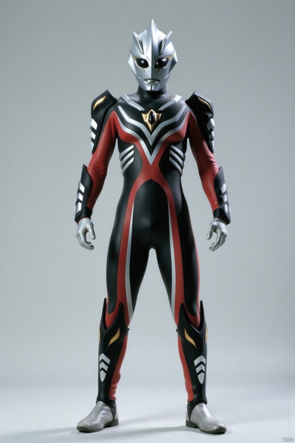 (grey background:1.2),looking at viewer,(SOLO:1.4),outline,simple background,full body,looking at viewer,(((arms at side))),ultraman noa,ultraman,silver bodysuit,silver gloves,legwear,gloves,boots,cover,mask,plugsuit,armor,bodysuit,black pattern on body,grey pattern on body,silver tight-fitting,silver footwear,helmet,leather suit,latex,tokusatsu,no humans,science fiction,silver head,hard mask,no smile,no eyes,no nose,solo,silver rubber bodysuit with grey line and black line,silver eyes