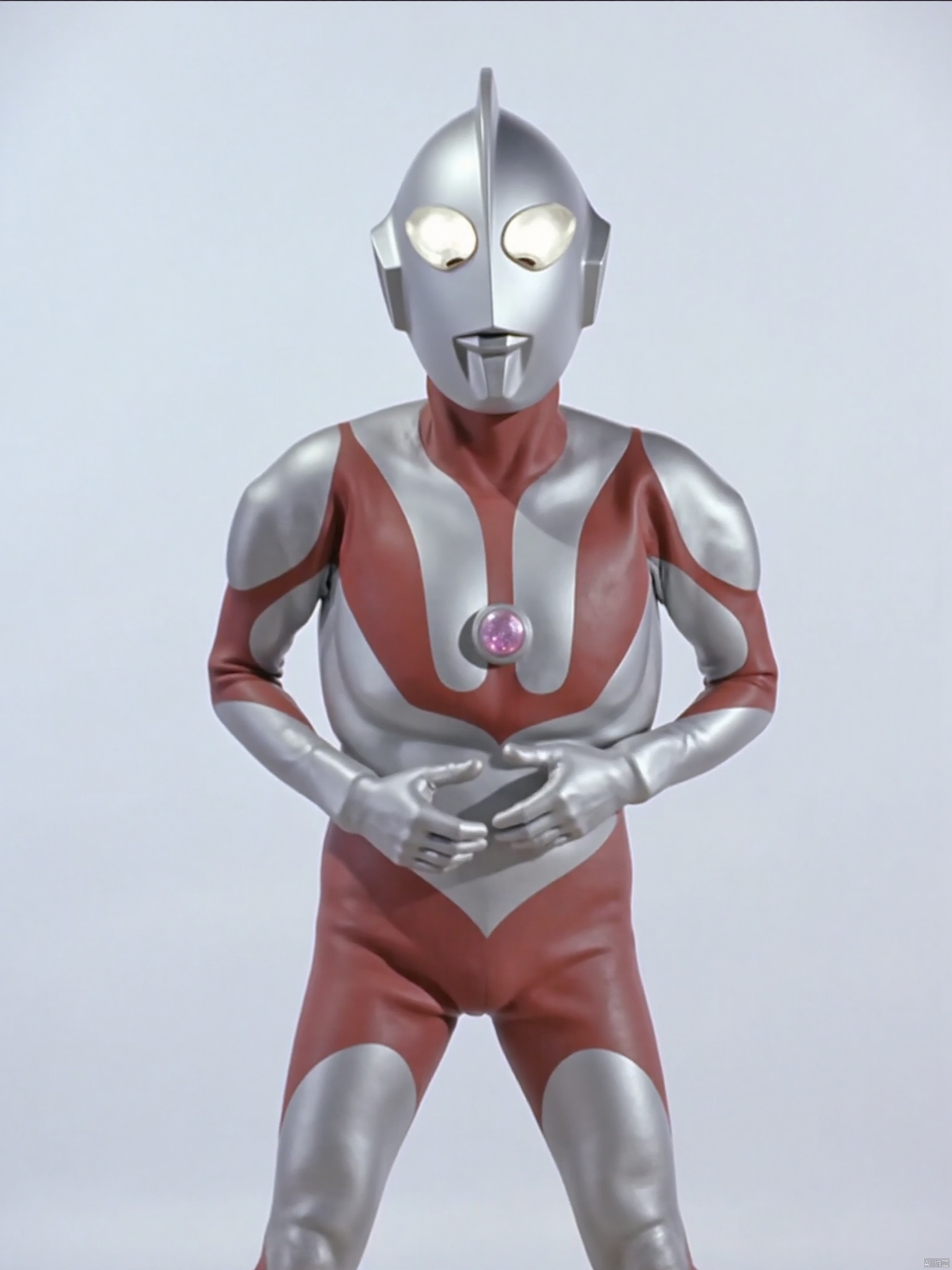 ultraman,silver bodysuit,silver gloves,legwear,gloves,boots,cover,mask,plugsuit,armor,bodysuit,red pattern on body,silver tight-fitting,silver footwear,helmet,leather suit,latex,tokusatsu,no humans,science fiction,silver head,hard mask,no smile,no eyes,no nose,solo,silver rubber bodysuit with red line