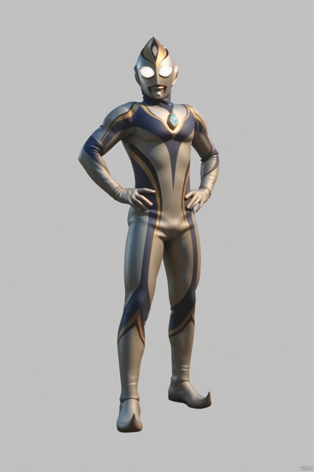 (grey background:1.2),looking at viewer,(SOLO:1.4),outline,simple background,full body,looking at viewer,(((arms at side))),ultraman,bodysuit,gloves,legwear,boots,cover,mask,plugsuit,armor,bodysuit,pattern on body,tight-fitting,helmet,leather suit,latex,tokusatsu,no humans,science fiction,hard mask,no smile,no eyes,no nose,solo,rubber bodysuit with line,alien