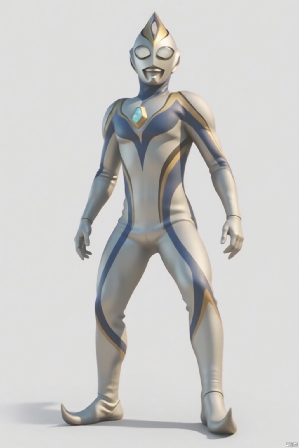 (grey background:1.2),looking at viewer,(SOLO:1.4),outline,simple background,full body,looking at viewer,(((arms at side))),ultraman,bodysuit,gloves,legwear,boots,cover,mask,plugsuit,armor,bodysuit,pattern on body,tight-fitting,helmet,leather suit,latex,tokusatsu,no humans,science fiction,hard mask,no smile,no eyes,no nose,solo,rubber bodysuit with line,alien