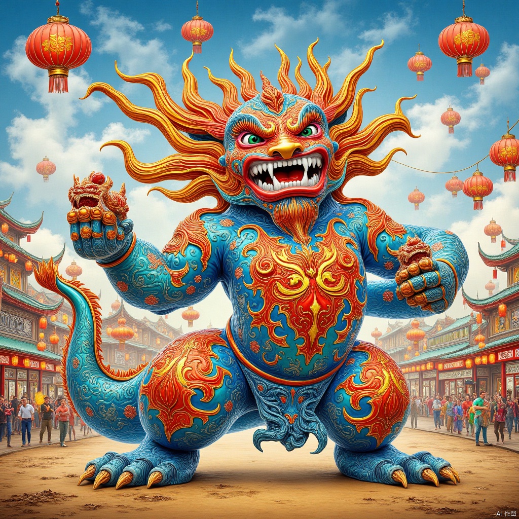 ,年画,龙,dragon,New Year paintings,游乐园,Theme park,Funfair,Mech Battlefield,机甲战场,Battlefield of Mechs,瓷器,porcelain,Elements of the Spring Festival,新春元素