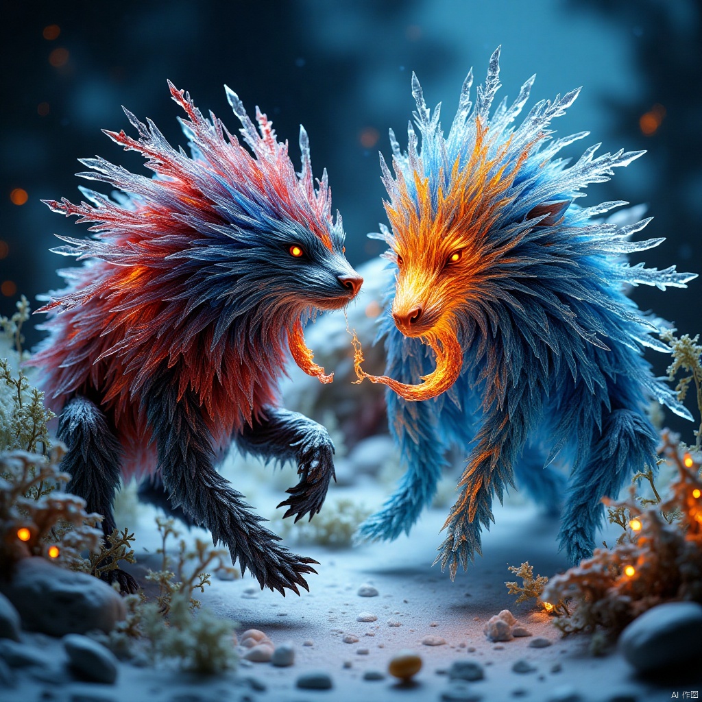 Ice and fire elements, strange beasts