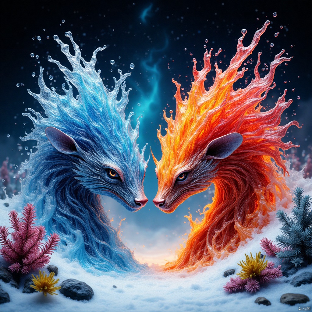 Ice and fire element,Battlefield of Mechs,Elements of the Spring Festival,New Year elements,amusement park,Theme park,Funfair,traditional Chinese Painting