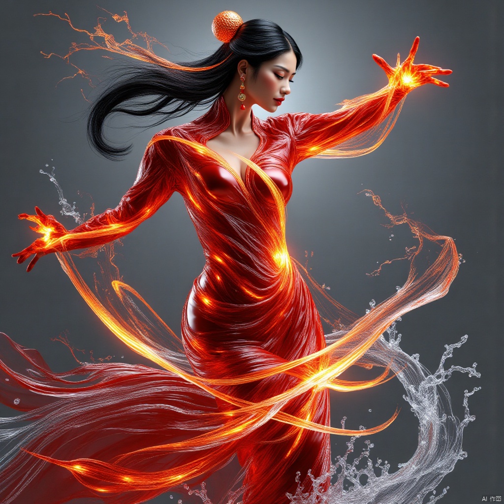 masterpiece, best quality, highly detailed, (photorealistic:1.4), (upper body shot), (upper body view), 1girl,red hanfu, (clothing out of ultra-thin transparent invisible fabric:0.7),26 year old girl,mature *****,earrings,best quality,(photorealistic),transparent,the details are sharp yet possess an organic quality,and there's a subtle grain that adds a layer of depth and authenticity. (masterpiece, top quality, best quality, beautiful and aesthetic:1.2),((upper body)),long hair,black hair,earrings,cute,extreme detailed,(abstract,fractal art),highest detailed,lightning,(water:1.2),(splash_art:1.2),jewelry:1.2,scenery,ink,white wedding dress,high heels, Miao clothing, hhfhb, daxiushan,春节,背景是城市