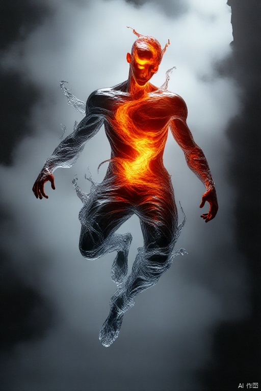 ((((((Animation style)))))),letterboxed,illustration,masterpiece,high details,a power boy,flies out of the clouds,handsome face,big beautiful eyes,light sadness,black coat,white hair,full body,looking at viewer,huge flame great sword,rich background,sword art background,Cool movement,broken buildings,Fallen leaves,wind,