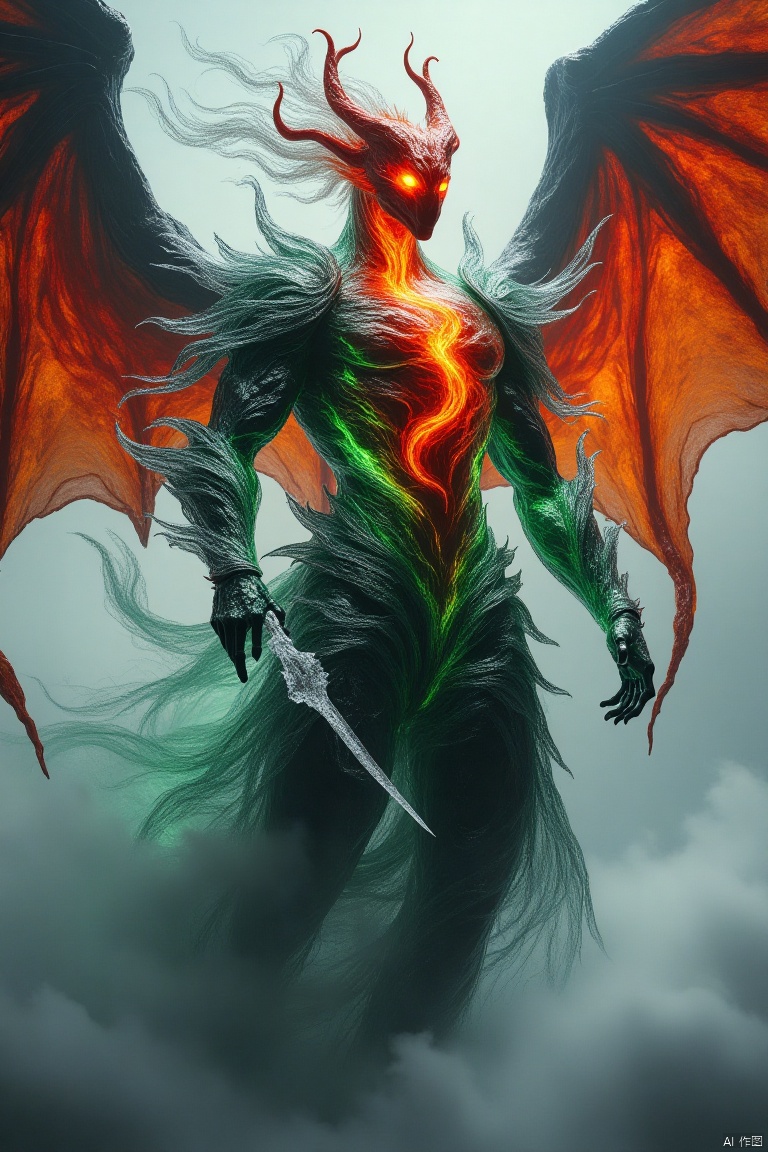  This article is 80 meters tall wearing a green armor emperor dragon, head like majesty, eyes have a flash of Dragon Ball, like colorful Baozhu, belly like mirage, scales like fish, holding a sharp blade, body like ah Luo scene, "secular painting dragon elephant, shoulder behind a pair of laser Suzaku phoenix wings"
Has a high internal force when fighting like a human Chinese dragon, his wings shine